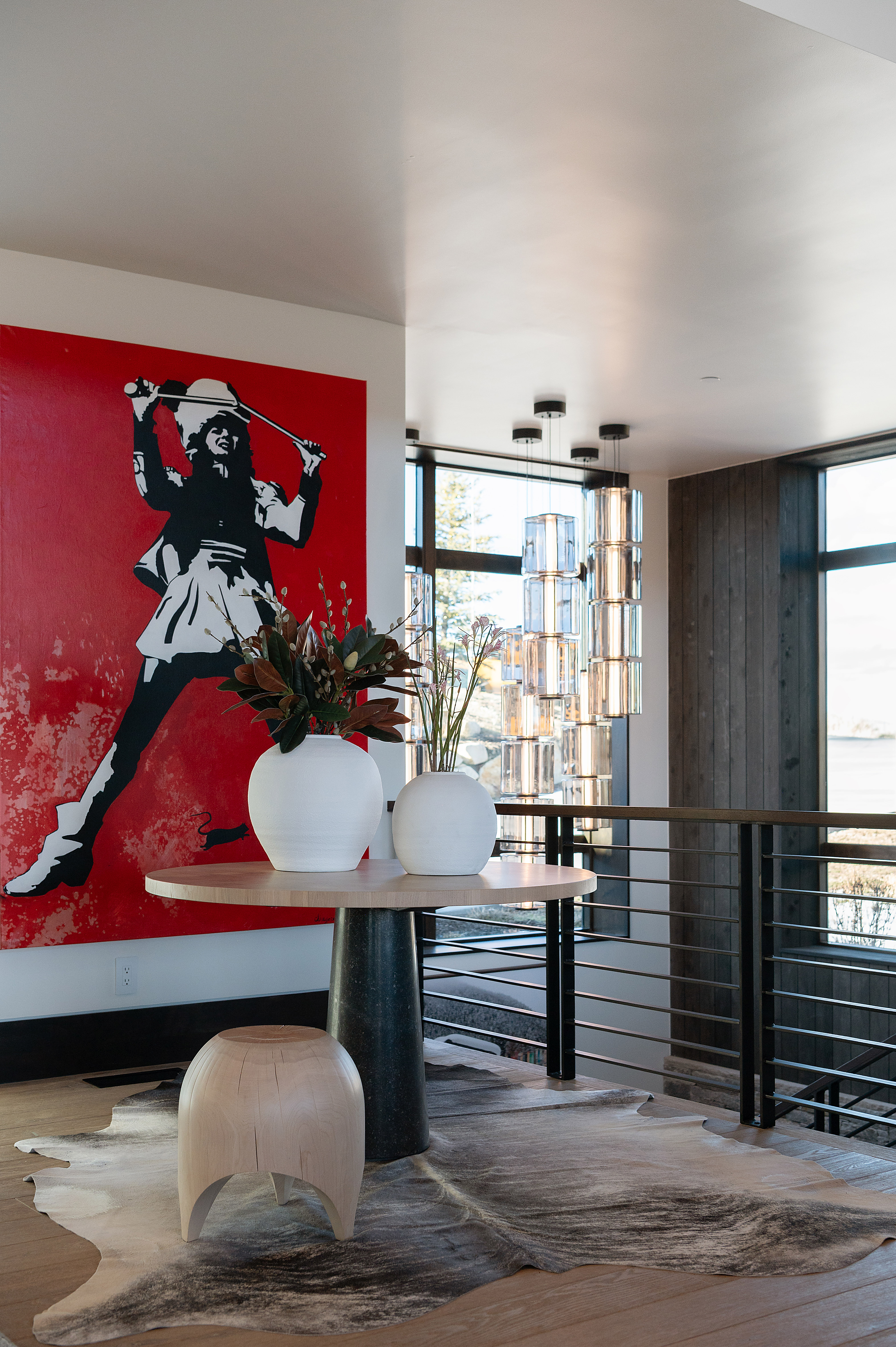 Modern Interior with Bold Art Installation